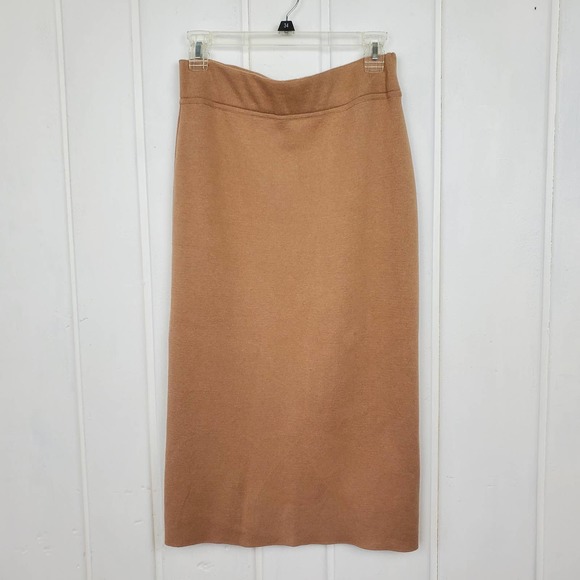 Massimo Dutti Beige Cotton Cashmere Pencil Midi Skirt US Women's Medium - Picture 2 of 9